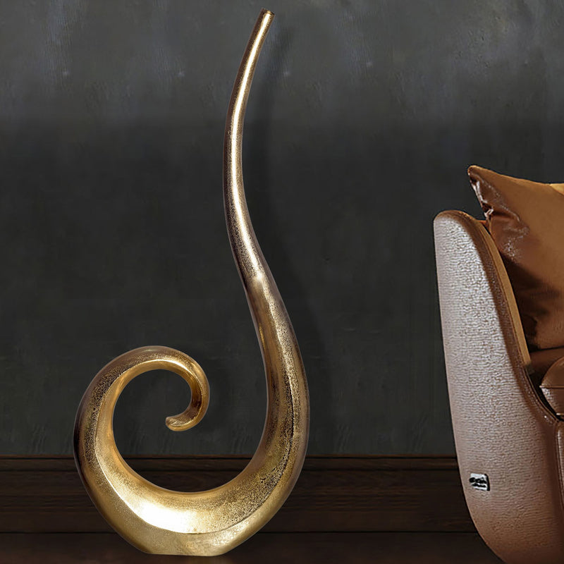 Vase 100cm Aluminium Gold Spirale Blumenvase Modern Groß Handgefertigt