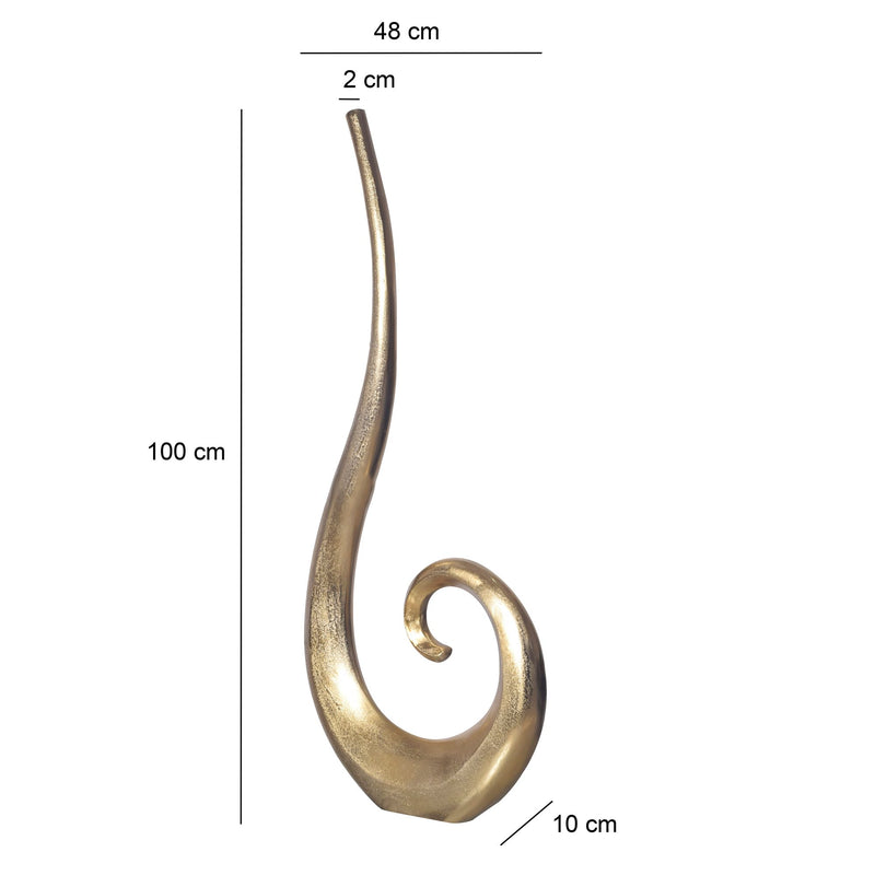 Vase 100cm Aluminium Gold Spirale Blumenvase Modern Groß Handgefertigt