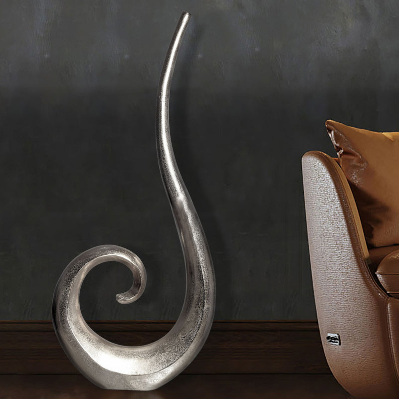 Vase 100cm Aluminium Silber Spirale Blumenvase Modern Groß Handgeferti — Trendmöbel24