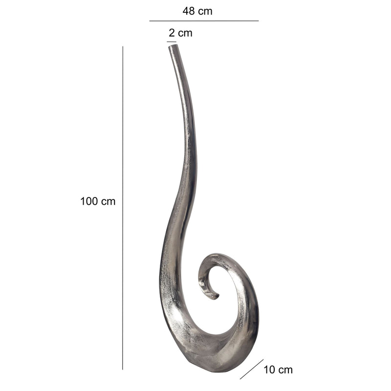 Vase 100cm Aluminium Silber Spirale Blumenvase Modern Groß Handgefertigt