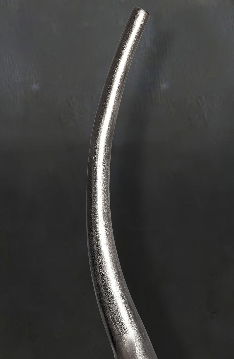 Vase 100cm Aluminium Silber Spirale Blumenvase Modern Groß Handgefertigt