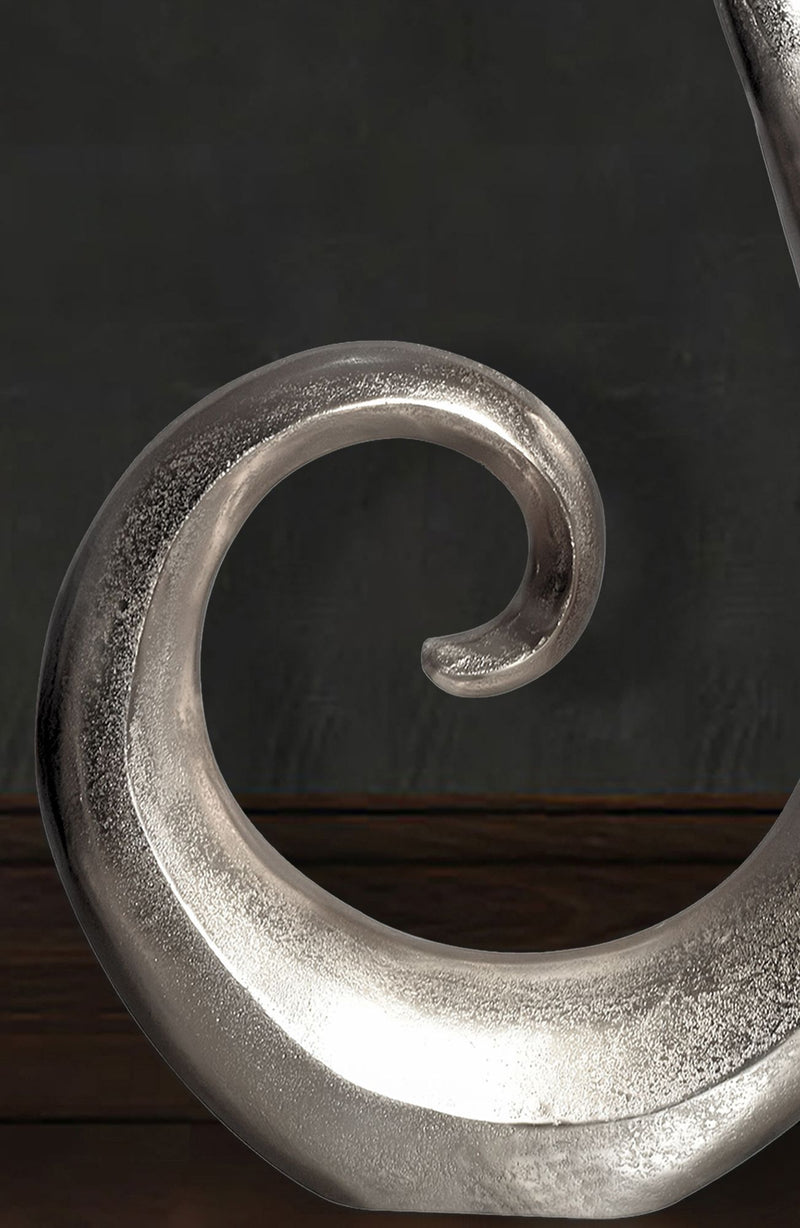 Vase 100cm Aluminium Silber Spirale Blumenvase Modern Groß Handgefertigt