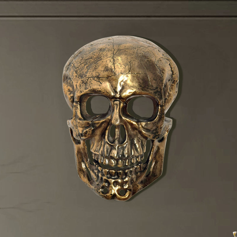 Wanddeko Totenkopf Aluminium Gold 41cm Schädel Modern Deko Skull