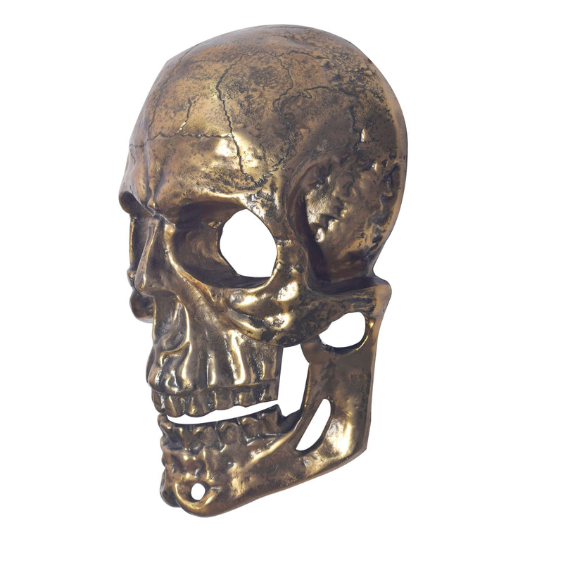 Wanddeko Totenkopf Aluminium Gold 41cm Schädel Modern Deko Skull