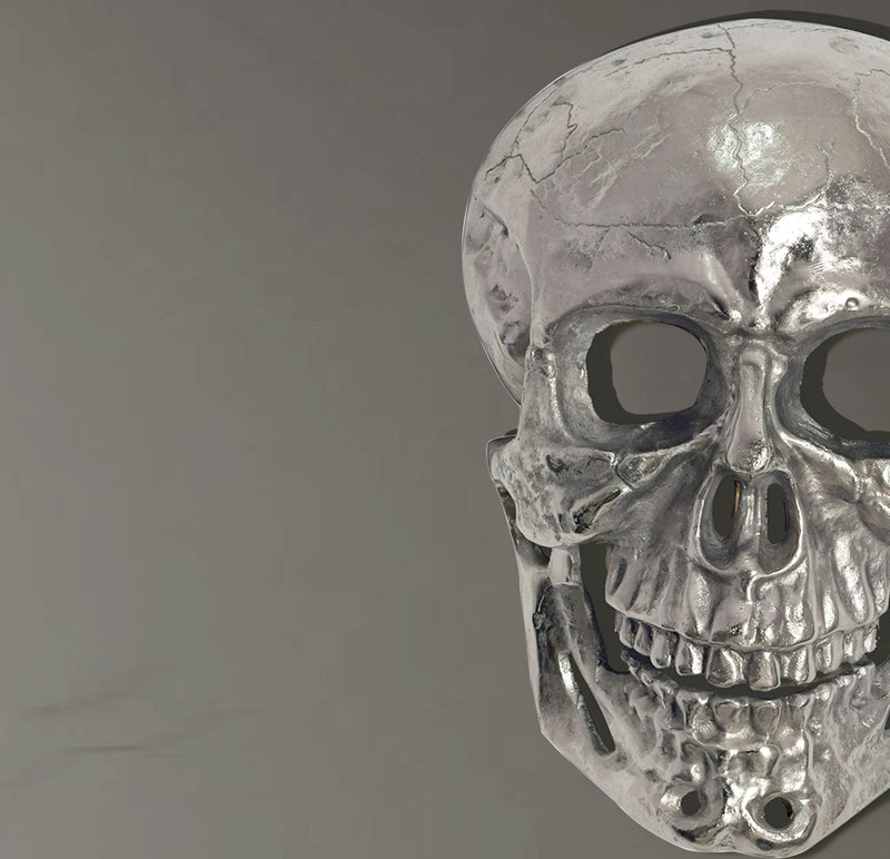 Wanddeko Totenkopf Aluminium Silber 41cm Schädel Modern Deko