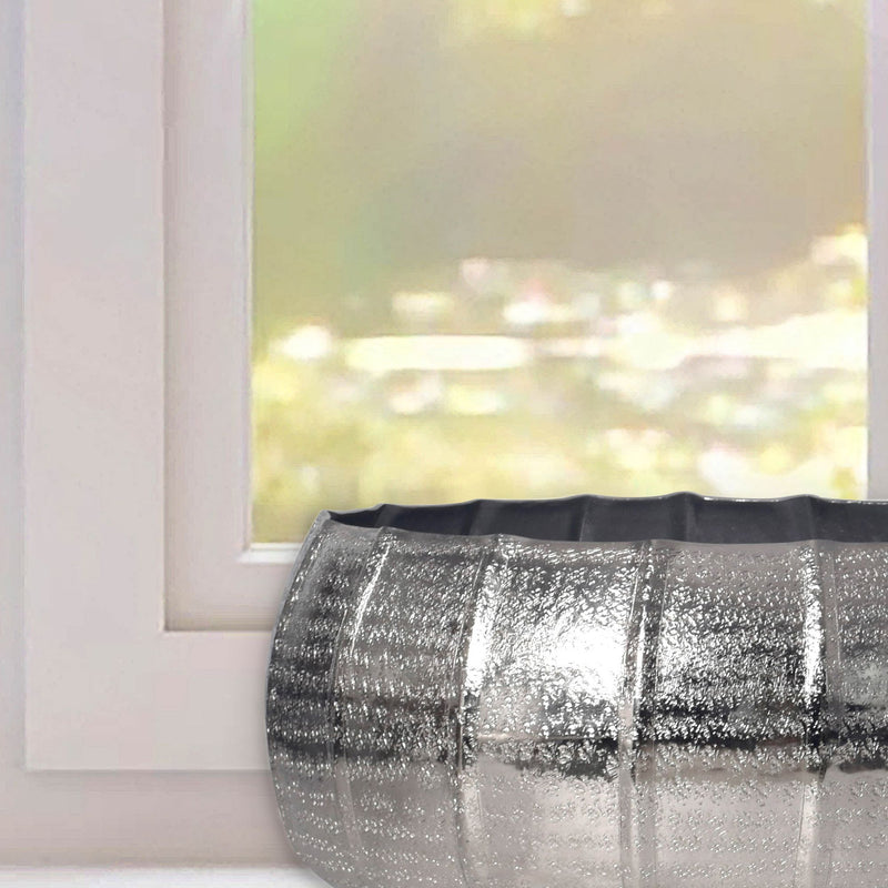 Pflanzkübel 2er Set Aluminium Rund Silber Hammerschlag Indoor