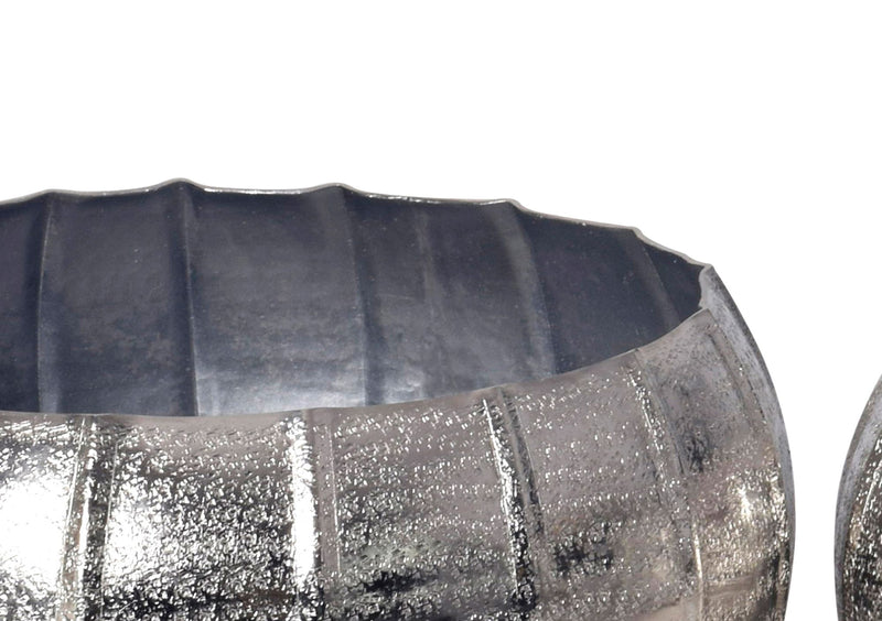 Pflanzkübel 2er Set Aluminium Rund Silber Hammerschlag Indoor