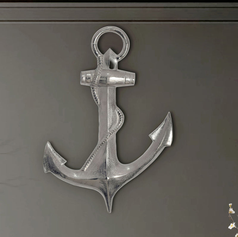 Deko Anker 70cm Silber Aluminium Maritim Wanddeko Modern