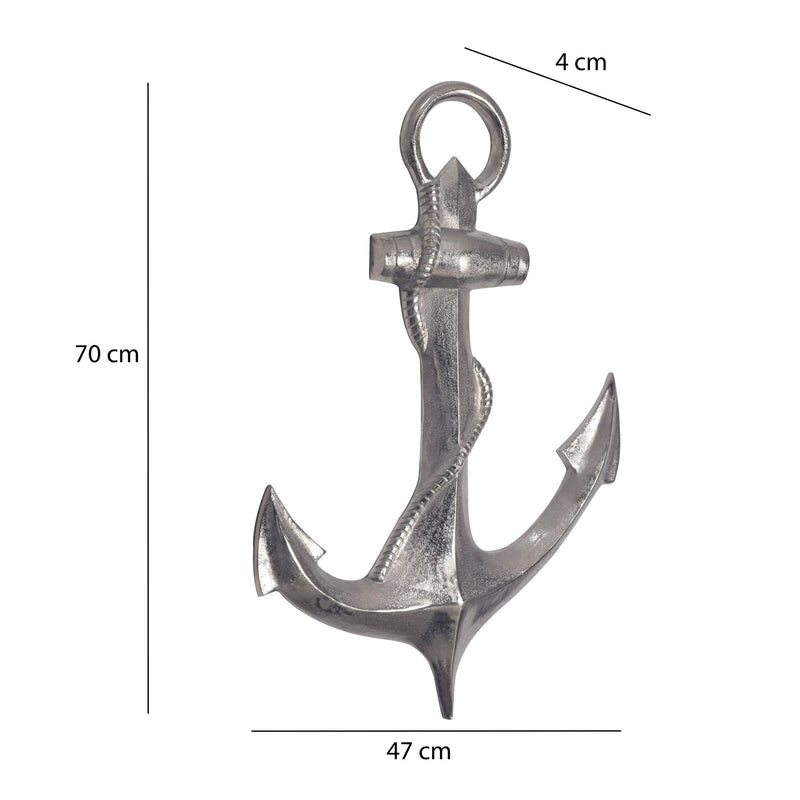 Deko Anker 70cm Silber Aluminium Maritim Wanddeko Modern