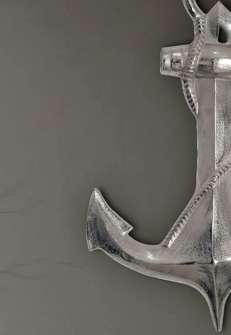 Deko Anker 70cm Silber Aluminium Maritim Wanddeko Modern