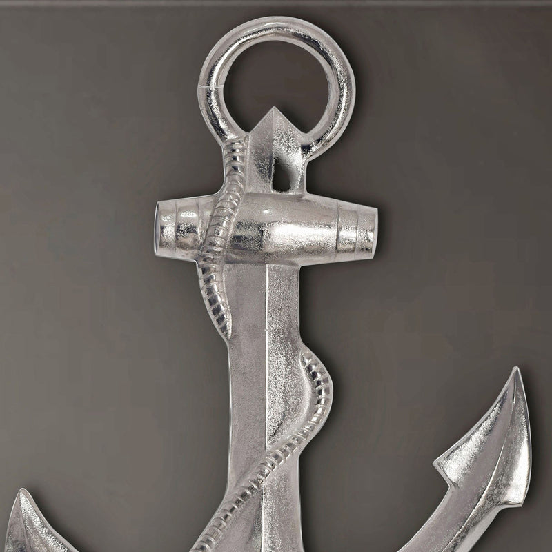 Deko Anker 70cm Silber Aluminium Maritim Wanddeko Modern