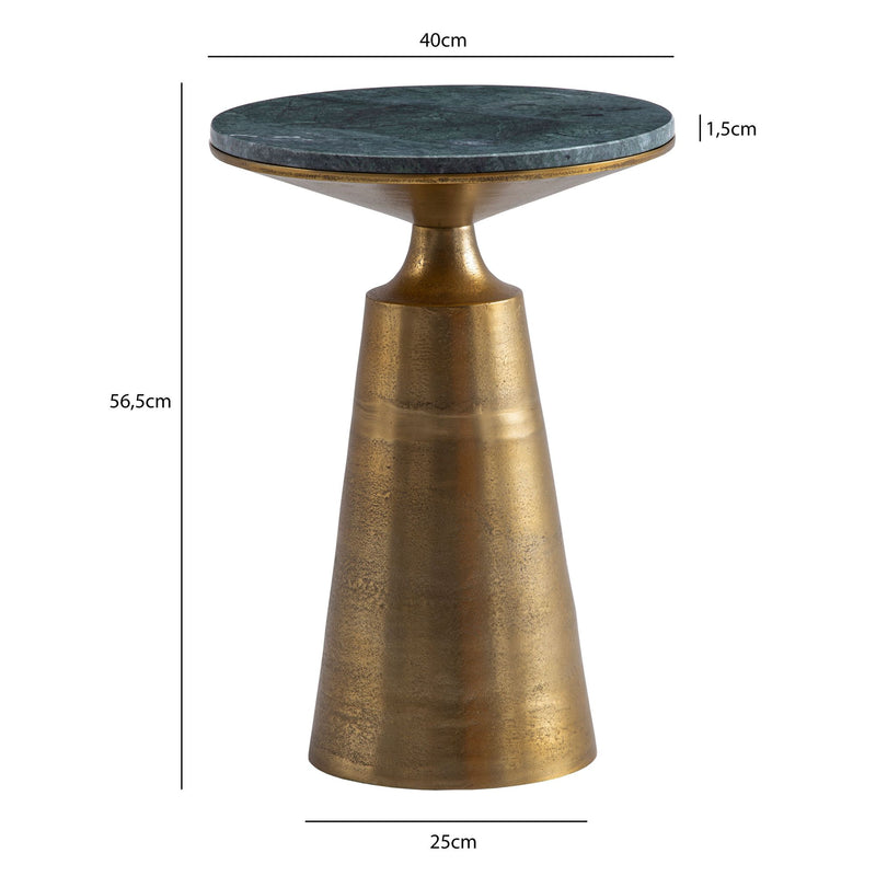 Beistelltisch Marmor Metall 40x40x56,5cm Grün Gold Rund Modern