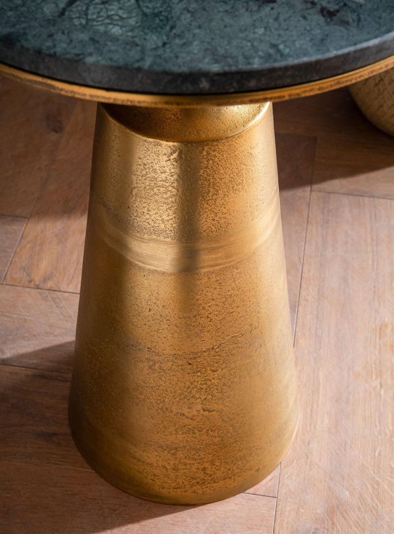 Beistelltisch Marmor Metall 40x40x56,5cm Grün Gold Rund Modern