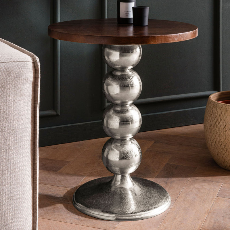 Beistelltisch Mango Massivholz Metall Rund 50x50x61,5cm Modern