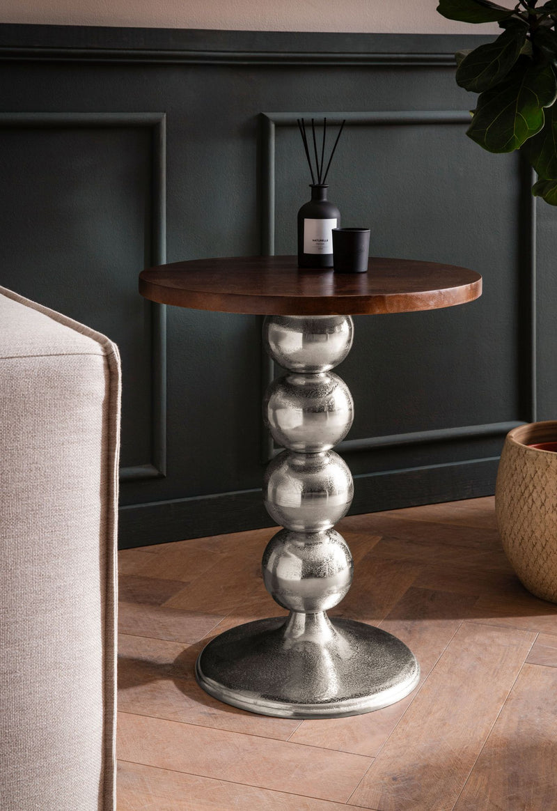 Beistelltisch Mango Massivholz Metall Rund 50x50x61,5cm Modern