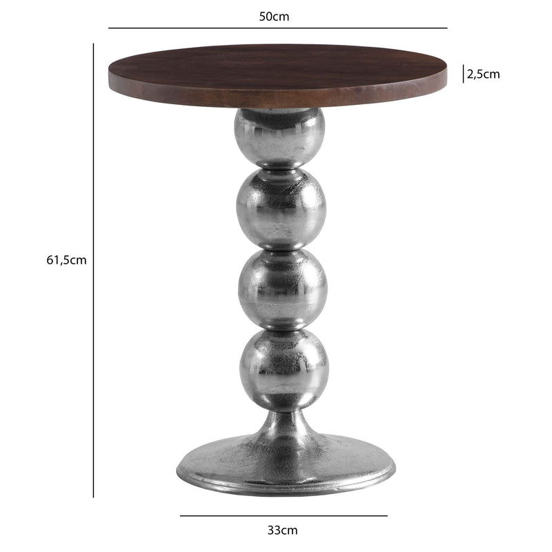 Beistelltisch Mango Massivholz Metall Rund 50x50x61,5cm Modern