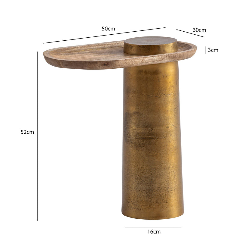 Beistelltisch Mango Massivholz Metall 50x30x52cm Oval Modern