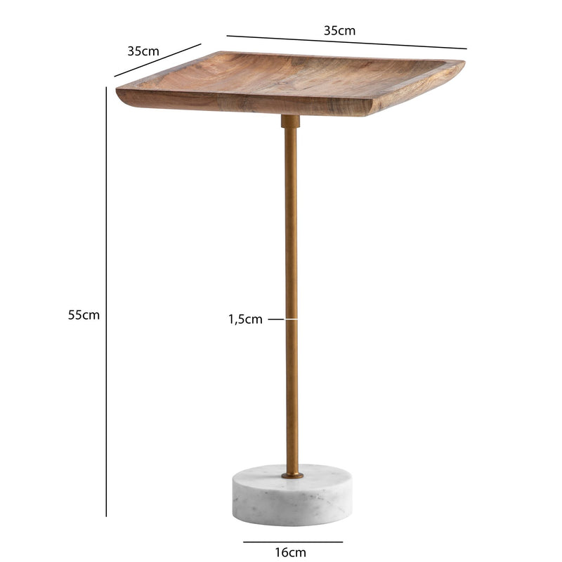 Beistelltisch Mango Massivholz Marmor 35x35x55cm Modern Quadratisch