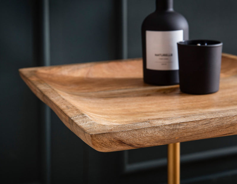 Beistelltisch Mango Massivholz Marmor 35x35x55cm Modern Quadratisch