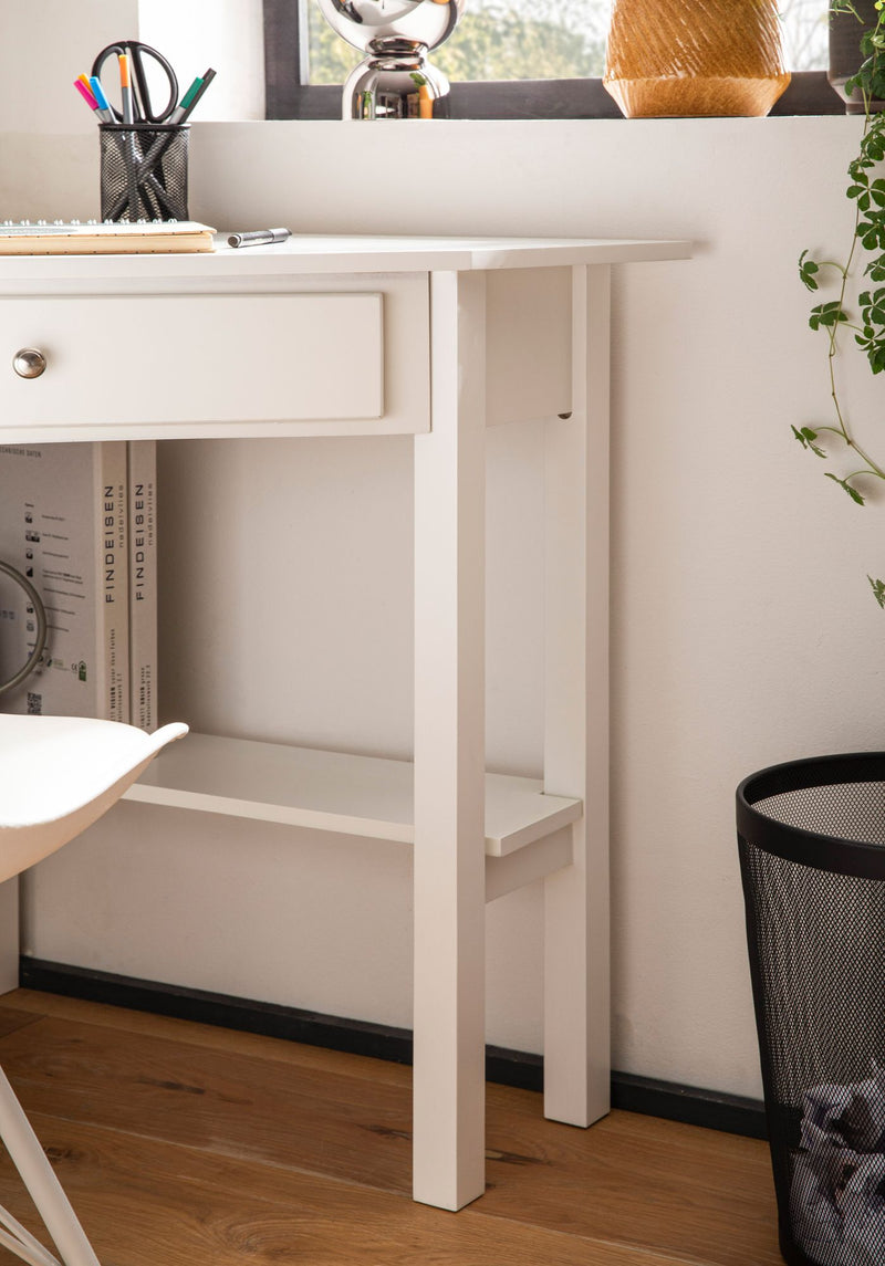 Eckschreibtisch 76x76x76,5 cm Weiß mit Schublade Homeoffice Stauraum