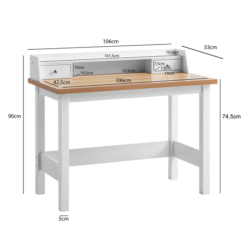 Schreibtisch 106x53x90cm Weiß mit Schublade Homeoffice Computertisch
