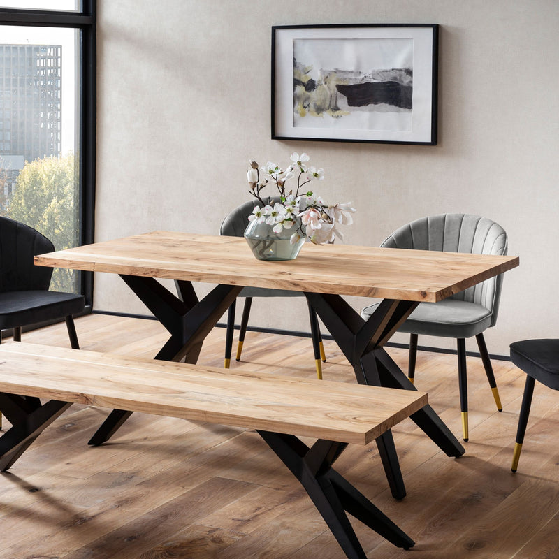 Esszimmertisch 160x80x76cm Akazie Massivholz Metall Loft-Style Industrial