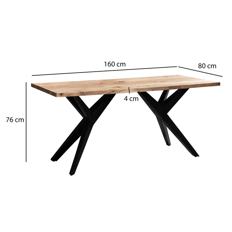 Esszimmertisch 160x80x76cm Akazie Massivholz Metall Loft-Style Industrial
