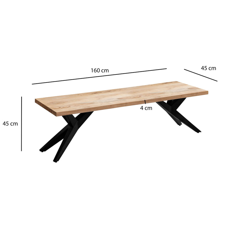 Esszimmerbank 160x45x45cm Akazie Massiv Metall Loft-Style Industrial