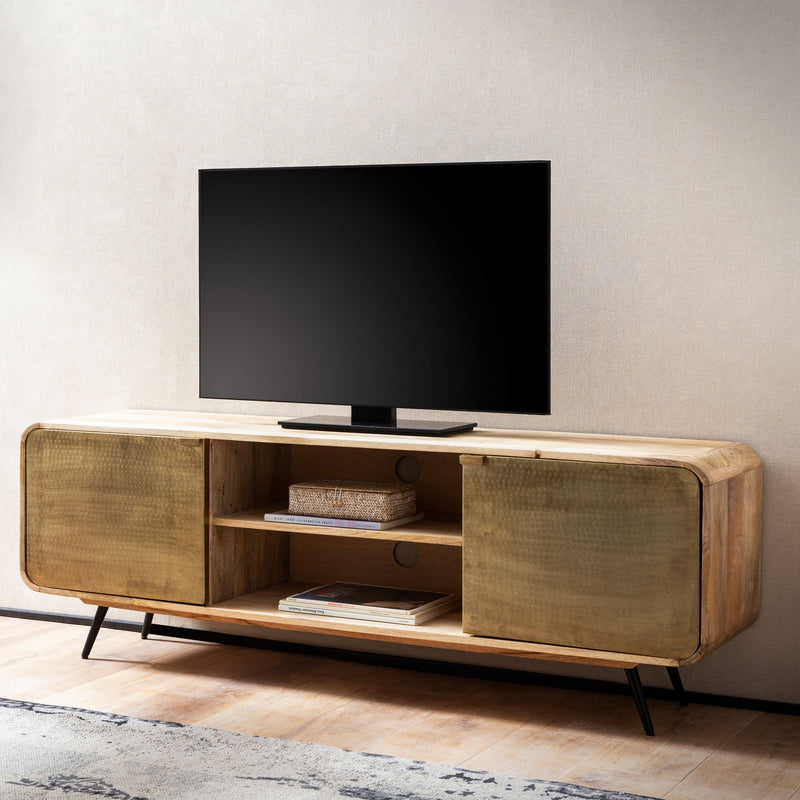 Lowboard Mango Massivholz 160x55x41cm TV-Kommode Modern Wohnzimmer