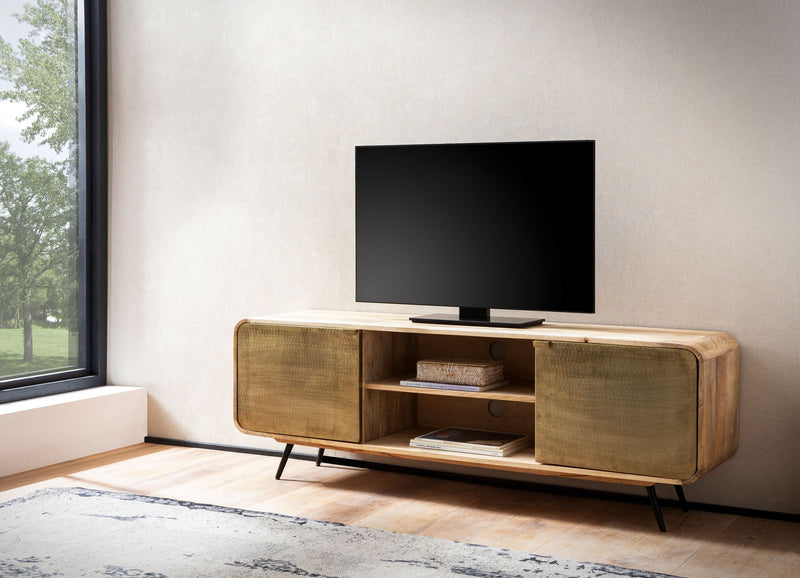 Lowboard Mango Massivholz 160x55x41cm TV-Kommode Modern Wohnzimmer