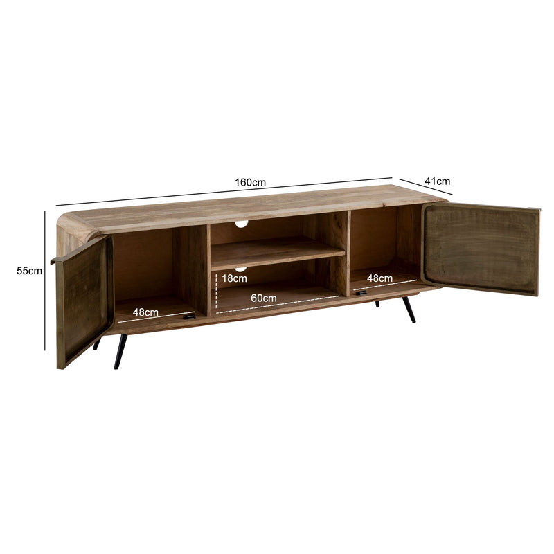 Lowboard Mango Massivholz 160x55x41cm TV-Kommode Modern Wohnzimmer