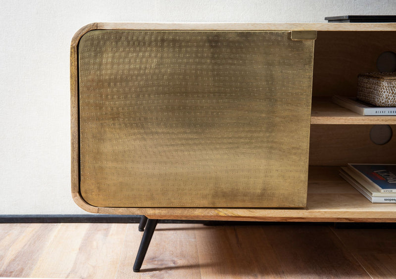 Lowboard Mango Massivholz 160x55x41cm TV-Kommode Modern Wohnzimmer