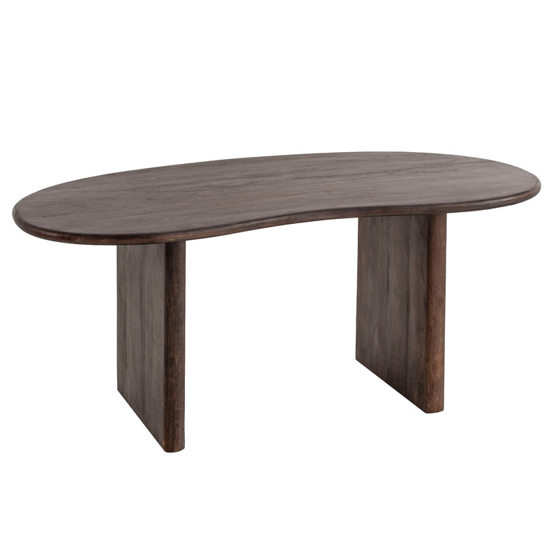 Esszimmertisch 180x90 Akazie Massivholz Dunkelbraun Retro Nierenform