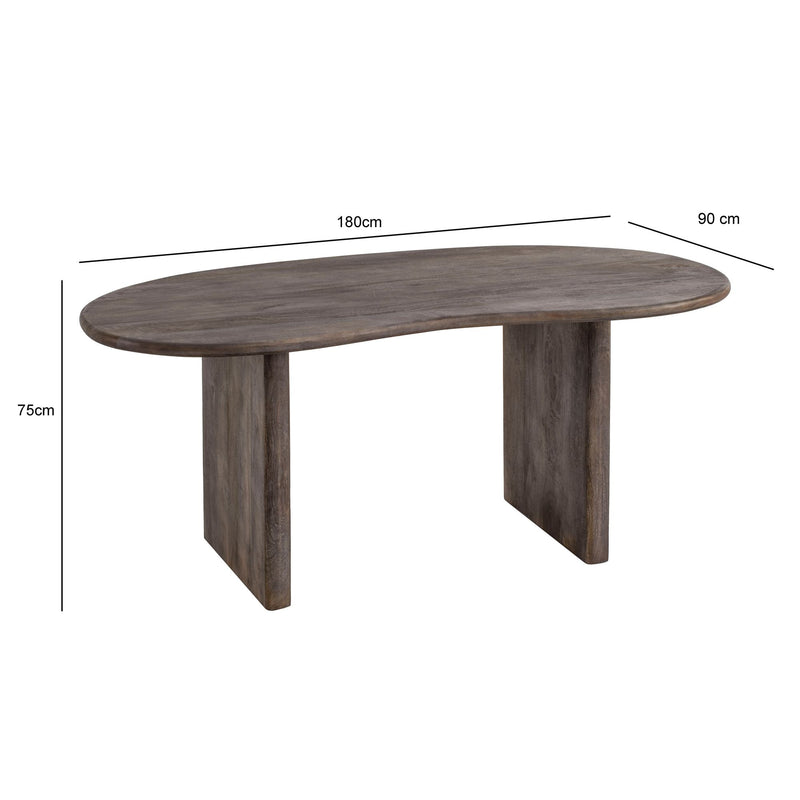 Esszimmertisch 180x90 Akazie Massivholz Dunkelbraun Retro Nierenform