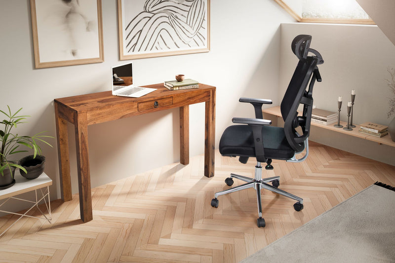 Schreibtisch Sheesham Massivholz 118x40x76cm mit Schublade Homeoffice