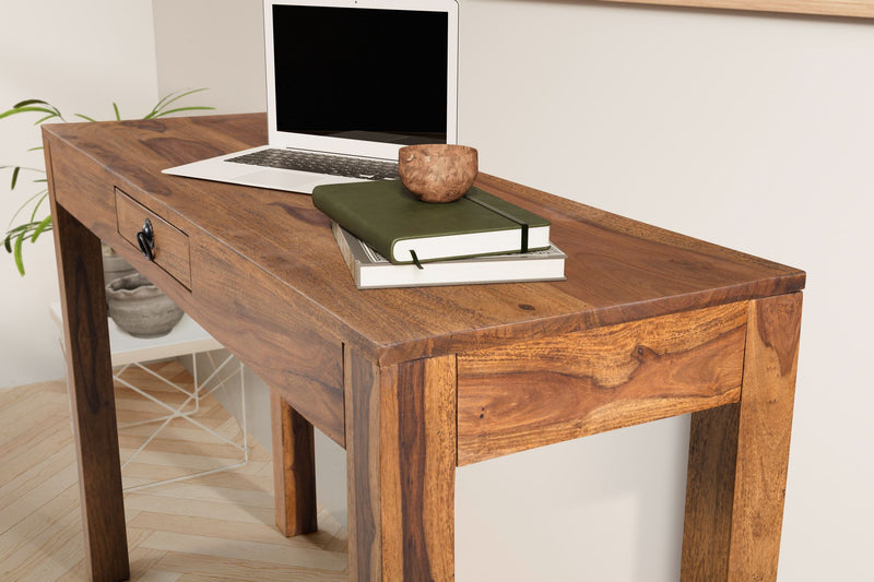 Schreibtisch Sheesham Massivholz 118x40x76cm mit Schublade Homeoffice