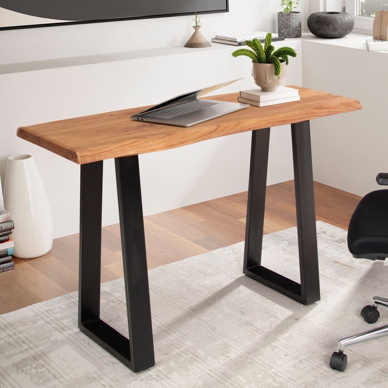Schreibtisch Akazie Massivholz Metall 118x41x76,5cm Baumkante