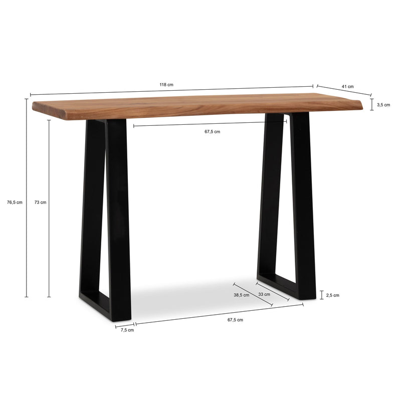 Schreibtisch Akazie Massivholz Metall 118x41x76,5cm Baumkante