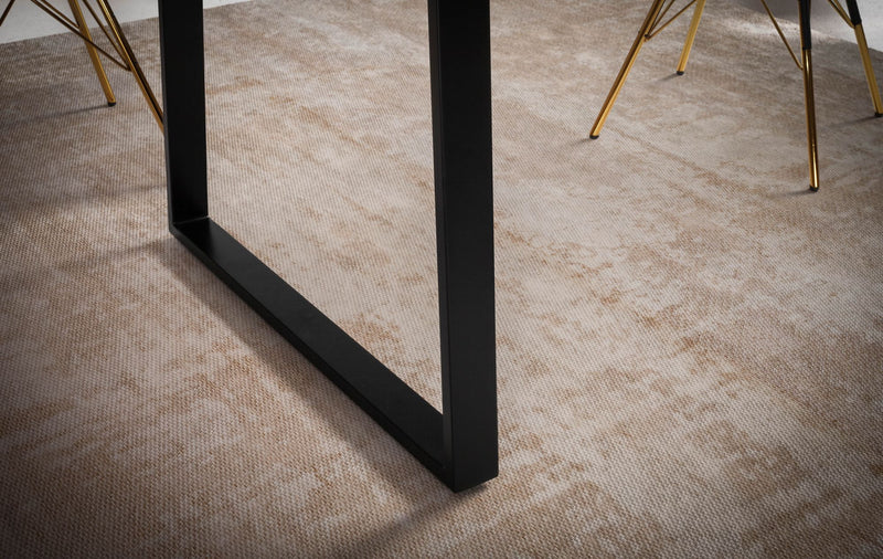 Esstisch Akazie Massivholz Metall Baumkante Trapezbeine Schwarz 120x60x76cm