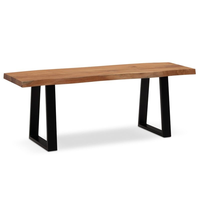 Garderobenbank 120x40x45,5cm Akazie Massivholz Metall Baumkante Schwarz