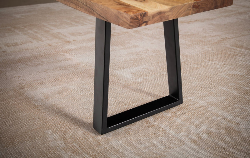 Esszimmerbank 140x40x45 cm Akazie Massivholz Metall Baumkante Modern