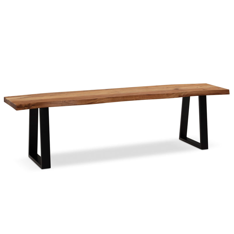 Esszimmerbank 180cm Akazie Massivholz Metall Baumkante Modern