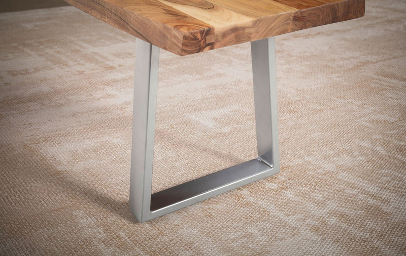 Esszimmerbank 120x40x45,5cm Akazie Massivholz Metall Baumkante Modern