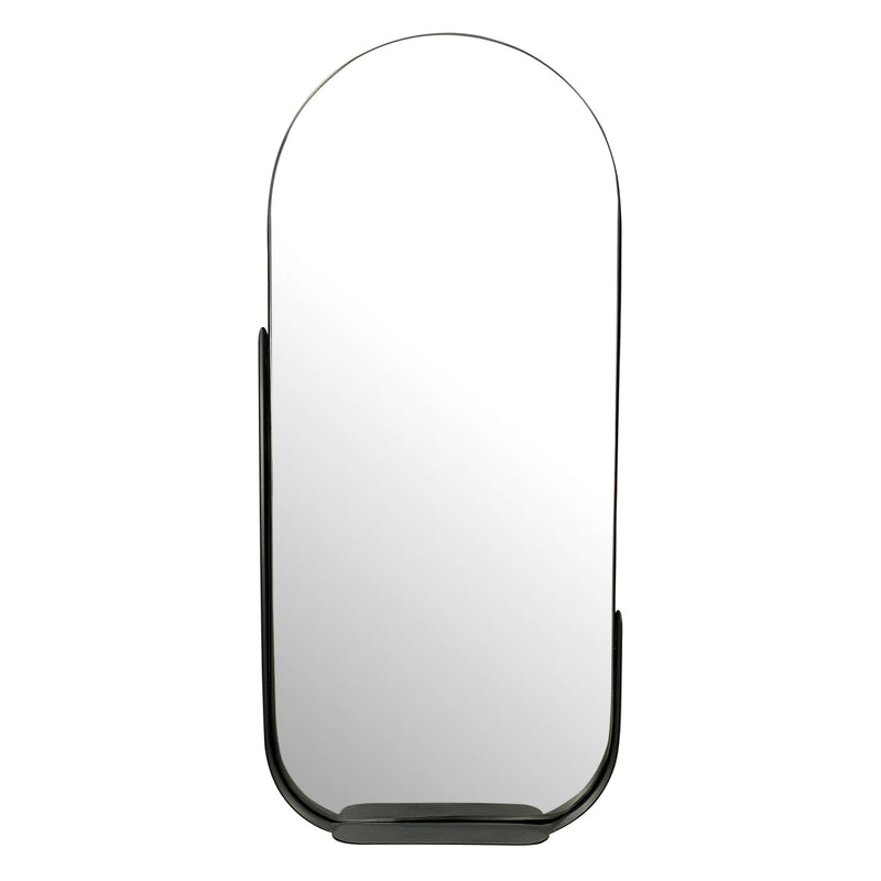 Wandspiegel 51x114cm Oval Metall Schwarz mit Ablage Modern Flur