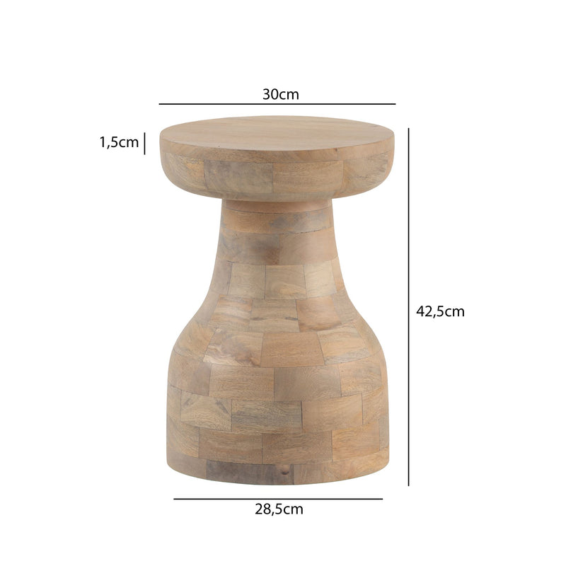 Beistelltisch Mango Massivholz Natur 30x30x42,5cm Rund Modern