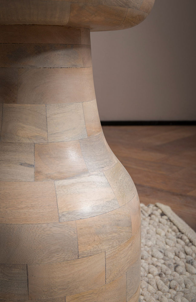 Beistelltisch Mango Massivholz Natur 30x30x42,5cm Rund Modern
