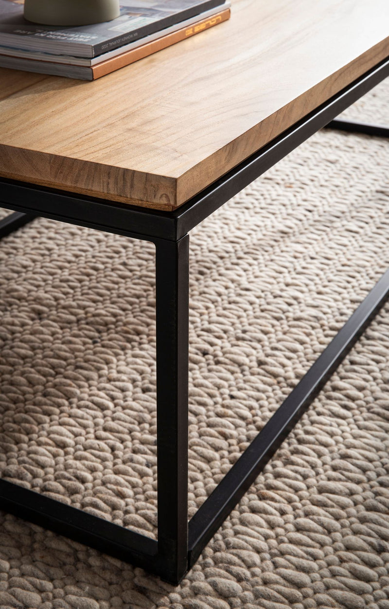 Couchtisch Akazie Massivholz Metall 120x60x40cm Rechteckig Modern