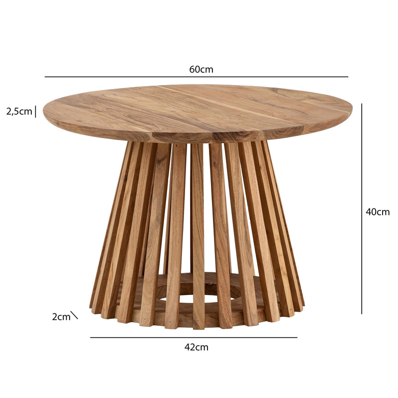 Couchtisch Akazie Massivholz Rund 60x60x40cm Gittergestell Modern
