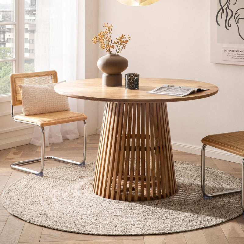 Esstisch Akazie Massivholz 120x120cm Rund Hellbraun Modern