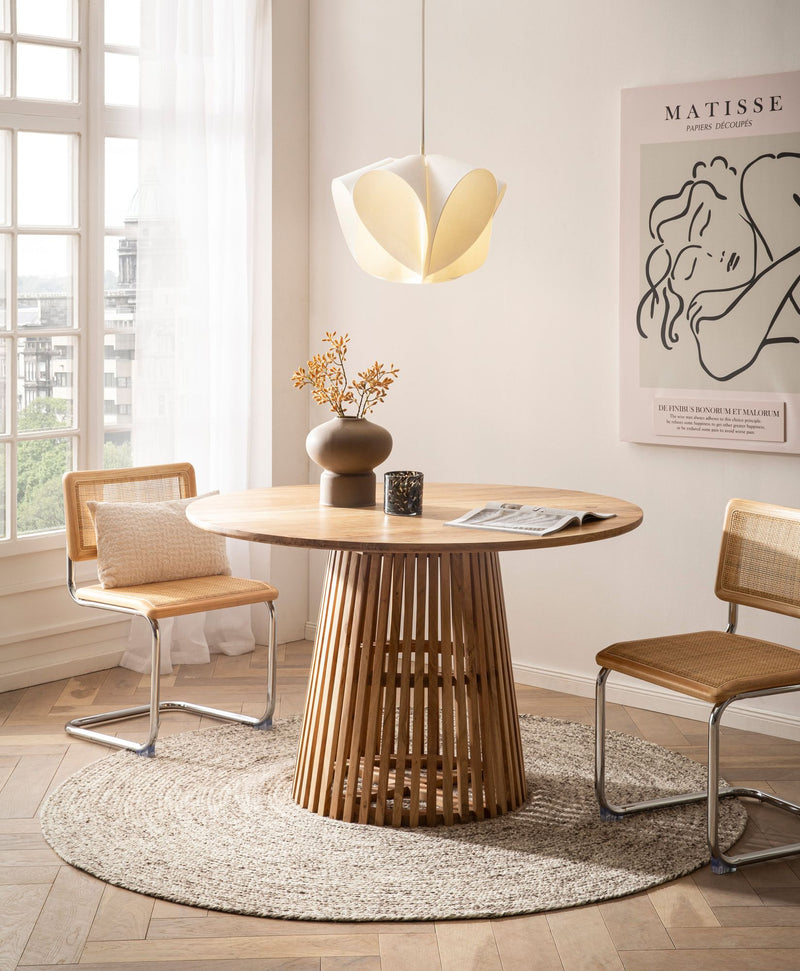 Esstisch Akazie Massivholz 120x120cm Rund Hellbraun Modern